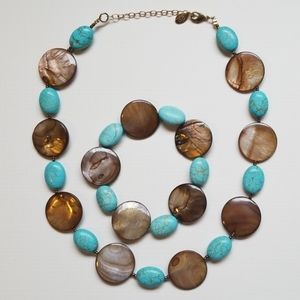 Necklace & bracelet set * turquoise colored beads